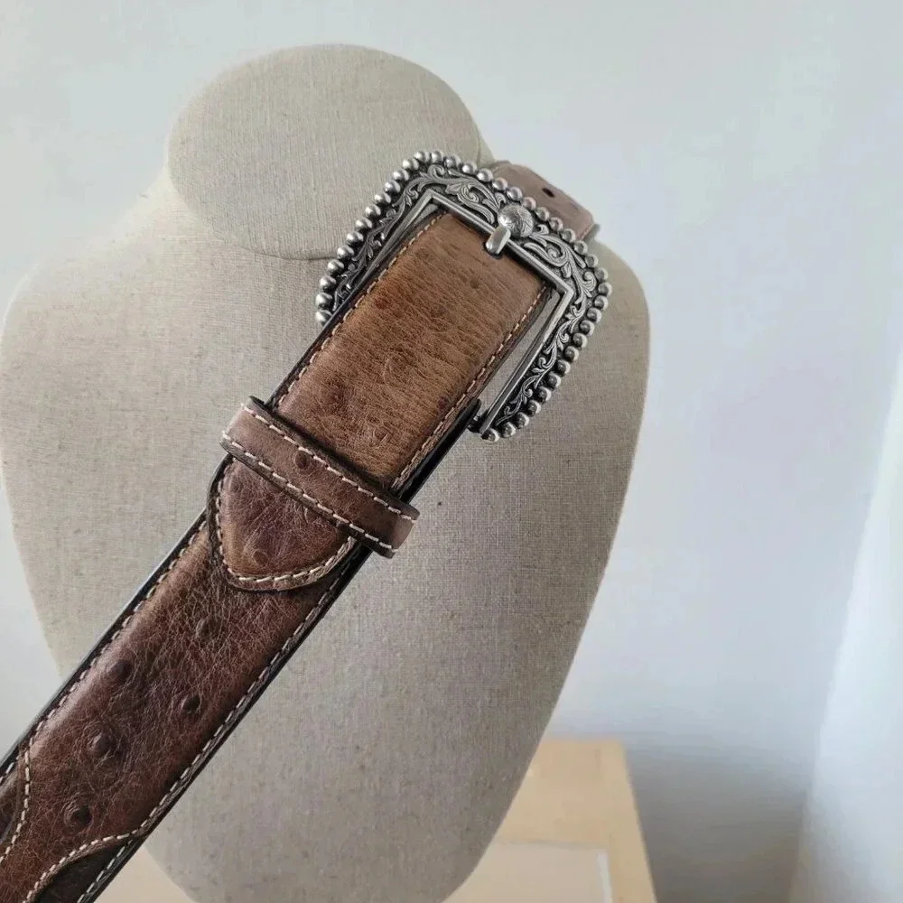 Western Style SILVER CROSS Men’s Genuine Leather Belt